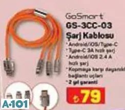 GO SMART GS-3CC-03 ŞARJ KABLOSU GO SMART GS-3CC-03 ŞARJ KABLOSU